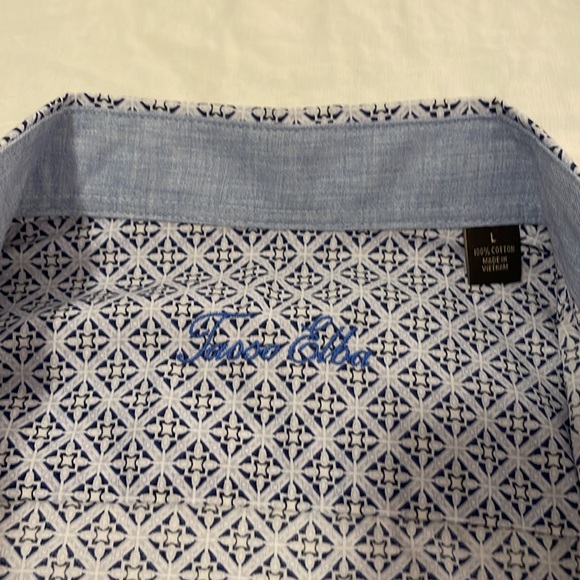 Light pattern blue Terra Elba short sleeve button up - Picture 3 of 4